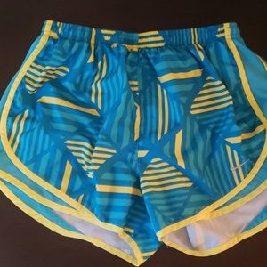 Teal and Yellow Nike Dri-fit shorts